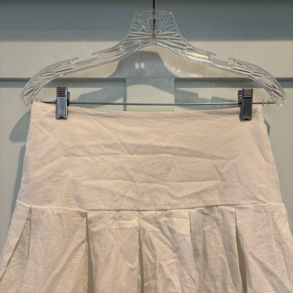Boho Cottage Mini Skirt‎ Medium White Tennis Pleated Crinkle Gauze Academia Prep - Picture 2 of 9